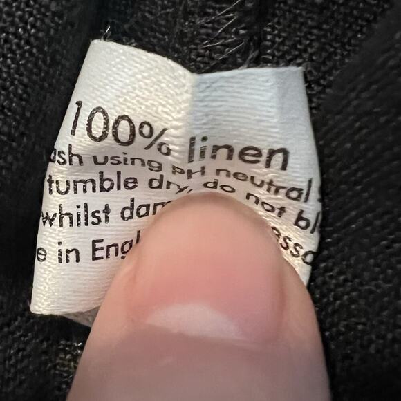 Eskandar Black 100% Linen Lagenlook Pull On Wide Leg Trouser Pants Size 3 - Picture 4 of 6